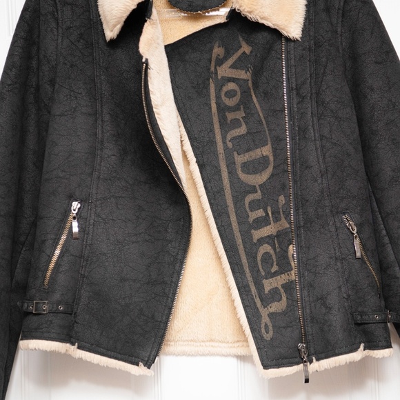 Von Dutch Faux Suede Biker Jacket - Picture 2 of 8